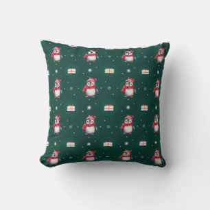 Pinguïn Santa Green Happy Merry Kerstmis patroon Kussen