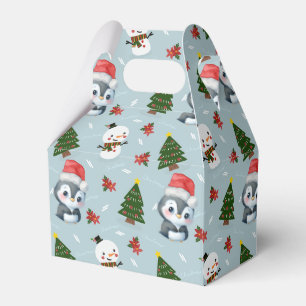 Pinguïn Santa Happy Merry Kerstmis boom patroon Bedankdoosjes
