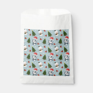 Pinguïn Santa Happy Merry Kerstmis boom patroon Bedankzakje