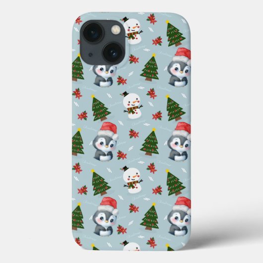 Pinguïn Santa Happy Merry Kerstmis boom patroon Case-Mate iPhone Case (Achterkant)