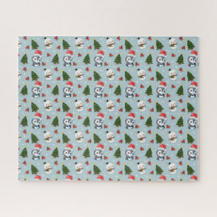 Pinguïn Santa Happy Merry Kerstmis boom patroon Legpuzzel