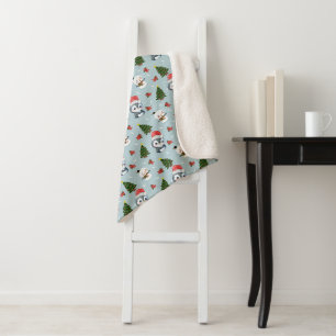 Pinguïn Santa Happy Merry Kerstmis boom patroon Sherpa Deken