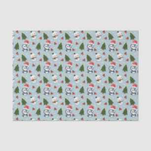 Pinguïn Santa Happy Merry Kerstmis boom patroon Tissuepapier