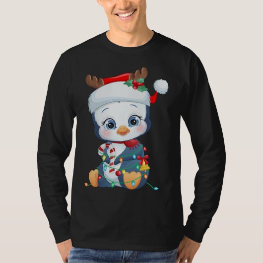 Pinguïn Santa Hat Kerstmis Pinguïn Liefhebbers Pyj T-shirt (Voorkant)