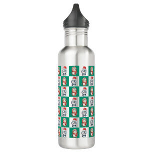 Pinguïn Santa waterverf Vrolijk kerstpatroon Waterfles