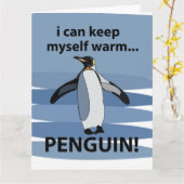 Pinguïn Schattig Dier Grappig  Kaart (Gele Bloem)