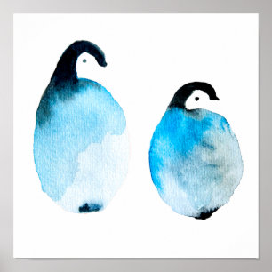 Pinguïn schattige aquarel poster