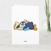 Pinguïn Slapend met Kussen Kaart (Achterkant)