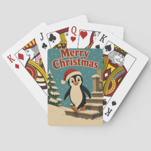Pinguïn Sneeuw Trap Dier Kerstmis Pokerkaarten