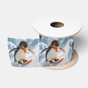 Pinguïn Snowboarden Bergafwaarts Lint