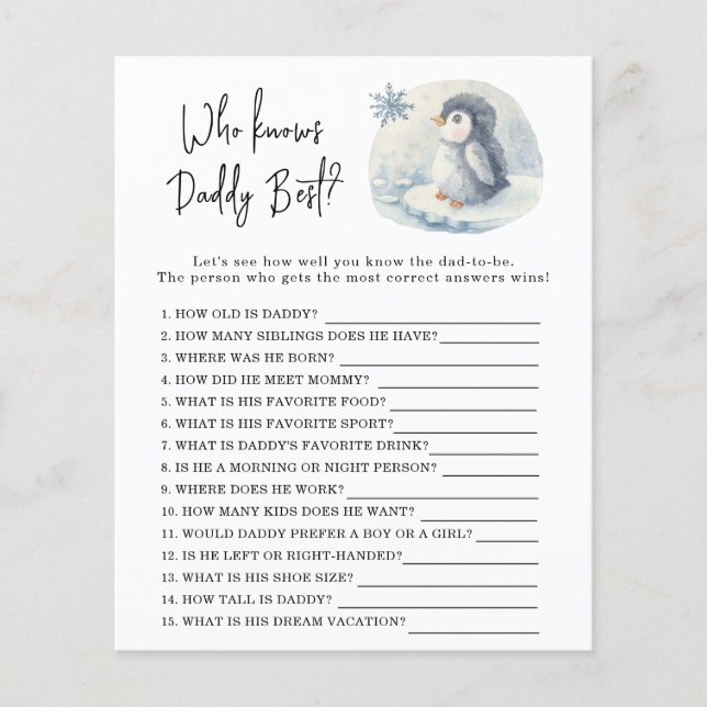 Pinguïn - Spel Wie kent papa het beste (Voorkant)