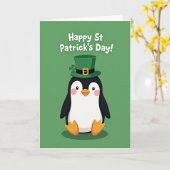 Pinguïn St. Patrick's Dag Kaart (Gele Bloem)