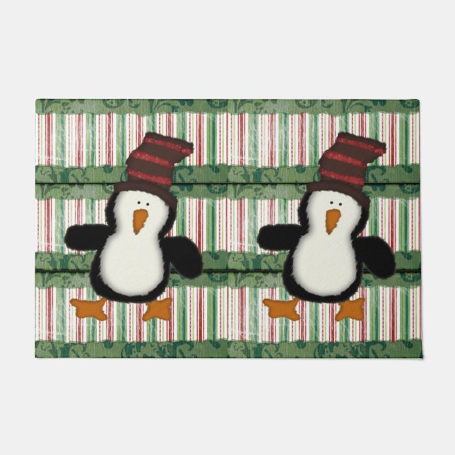Pinguïn Streep Kerstmis Matt Deurmat (Voorkant)