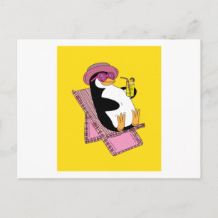 Pinguïn Summer Sunset Vacation Briefkaart