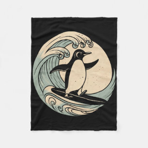 Pinguïn surft op surfplank fleece deken