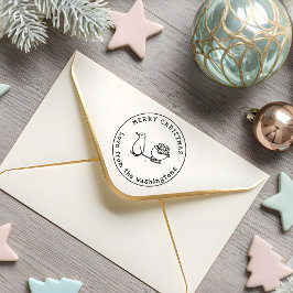 Pinguïn trekken slee vol met Cadeaus Vrolijke Xmas Zelfinktende Stempel