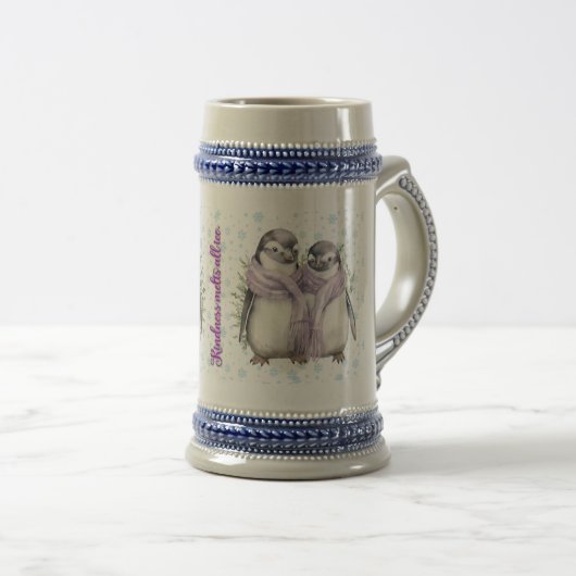 Pinguïn Vader en Zoon Mokken en Steins "Vriendelij (Voorkant rechts)