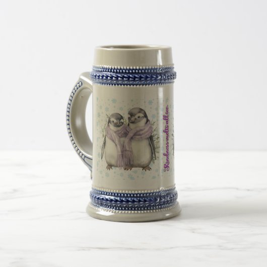 Pinguïn Vader en Zoon Mokken en Steins "Vriendelij (Voorkant links)