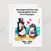 Pinguïn Valentijns Feestdagenkaart (Voorkant / Achterkant)