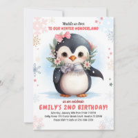 Pinguïn Verjaardag Uitnodiging Meisje Pinguïn Verj