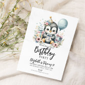 Pinguïn verjaardagsfeestje kaart