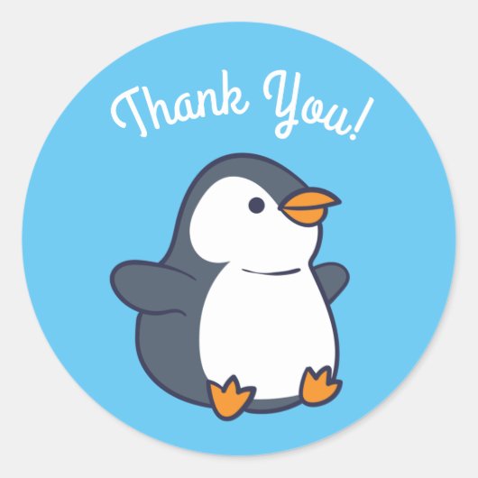 Pinguïn verjaardagsfeestje ronde sticker (Voorkant)