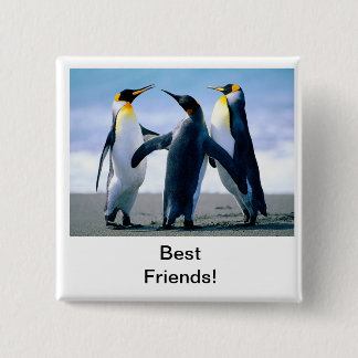 pinguïn vierkante button 5,1 cm