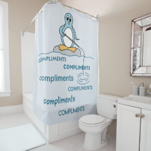 Pinguïn Vist voor Complimenten Metaphor Douchegordijn