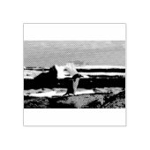 Pinguïn voor een ijsboog 	rubberstempel (Afrduk)