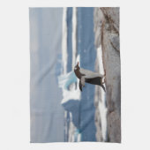 Pinguïn voor een ijsboog theedoek (Verticaal)