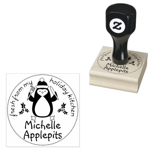Pinguïn vork kerstgerechten uit de keuken van rubberstempel (Gestempeld)