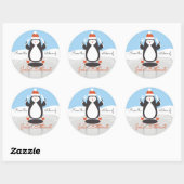Pinguïn vorkmes uit de keuken van Kerstmis Ronde Sticker (Vel)