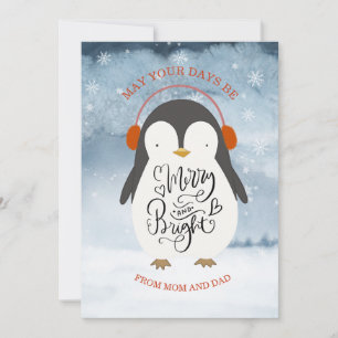 Pinguïn Vrolijk en Stralend Kerstmis Dochter Zoon Feestdagenkaart