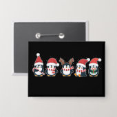 Pinguïn Vrolijk Kerstfeest Noordpool Vakantie Dier Button (Voorkant / Achterkant)