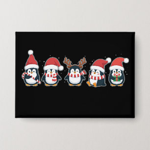 Pinguïn Vrolijk Kerstmis Noordpool Vakantie Dier  Button