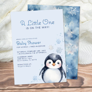 Pinguïn Waterverf Baby shower Uitnodiging