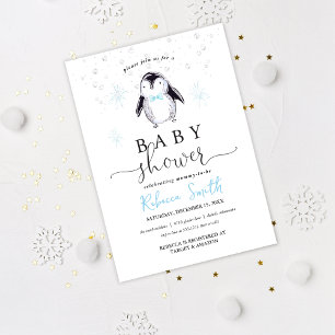 Pinguïn Winter Baby shower Uitnodiging