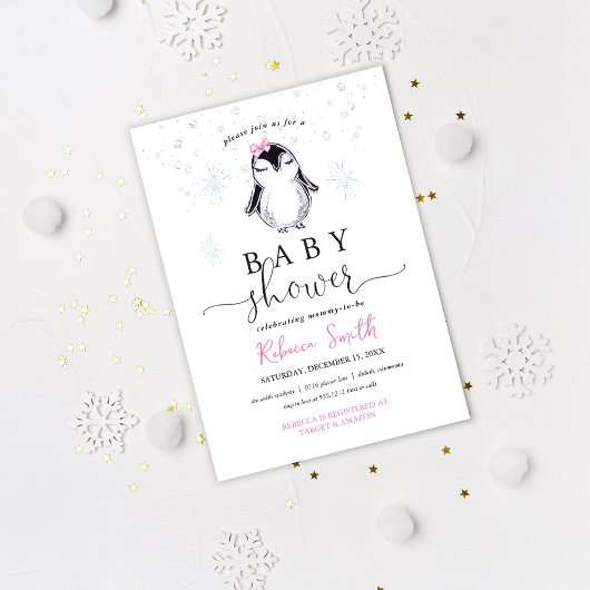 Pinguïn Winter Baby shower Uitnodiging