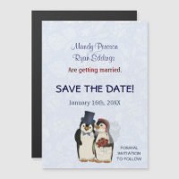 Pinguïn Winter Bruiloft Magnetisch Save The Date