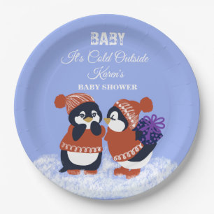 Pinguïn Winter Sneeuw Verjaardag Baby Shower Koud Papieren Bordje