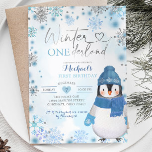 Pinguïn Winter Sneeuwvlokken Onederland Verjaardag Kaart