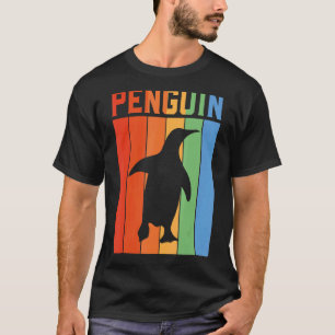 Pinguïn Zonsondergang Retro Pinguïn T-shirt