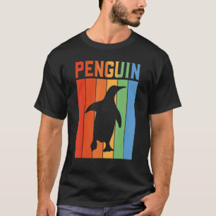 Pinguïn Zonsondergang Retro Pinguïn T-shirt