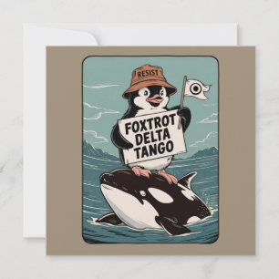 Pinguïnactivisme Weerstaan Vintage Protest  Kaart