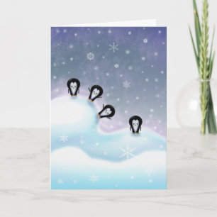 Pinguïnen die de Kerstkaart van de Pret hebben Feestdagen Kaart