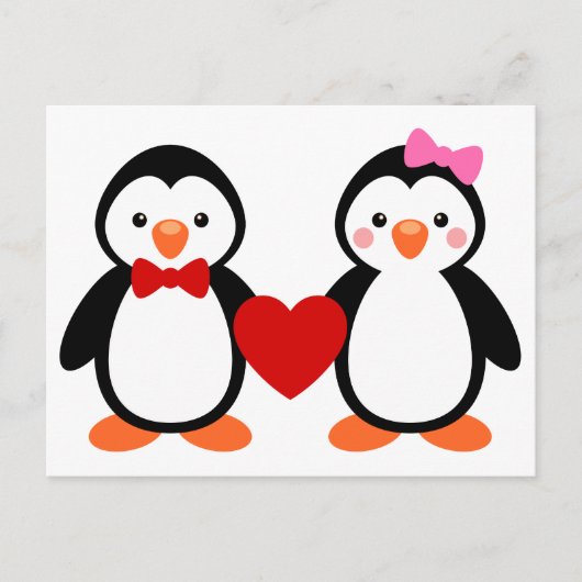 Pinguïnen in Liefde Briefkaart (Voorkant)
