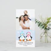 Pinguïnfamilie Feestdagenkaart (Staand voorkant)