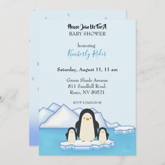 Pinguïnfamilie Kaart (Voorkant / Achterkant)