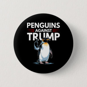 Pinguïnflippers omhoog verzetten zich tegen grappi ronde button 5,7 cm