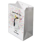 Pinguïnpartij - Dieren op de geboorte Medium Cadeauzakje (Achterkant Gekanteld)